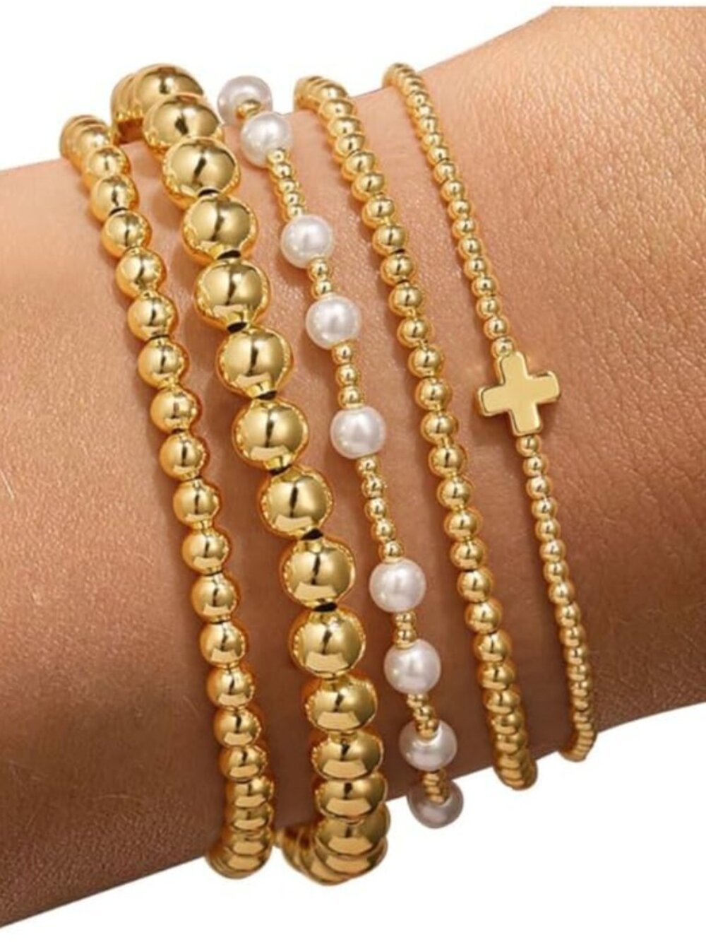 Easter Gifts Basket Stuffers Easter Gold Bracelet - 14k Gold Plated Beaded Brace